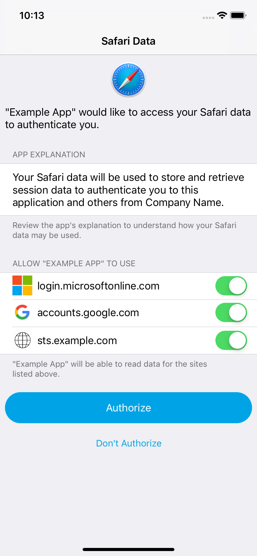 Safari Initial Prompt